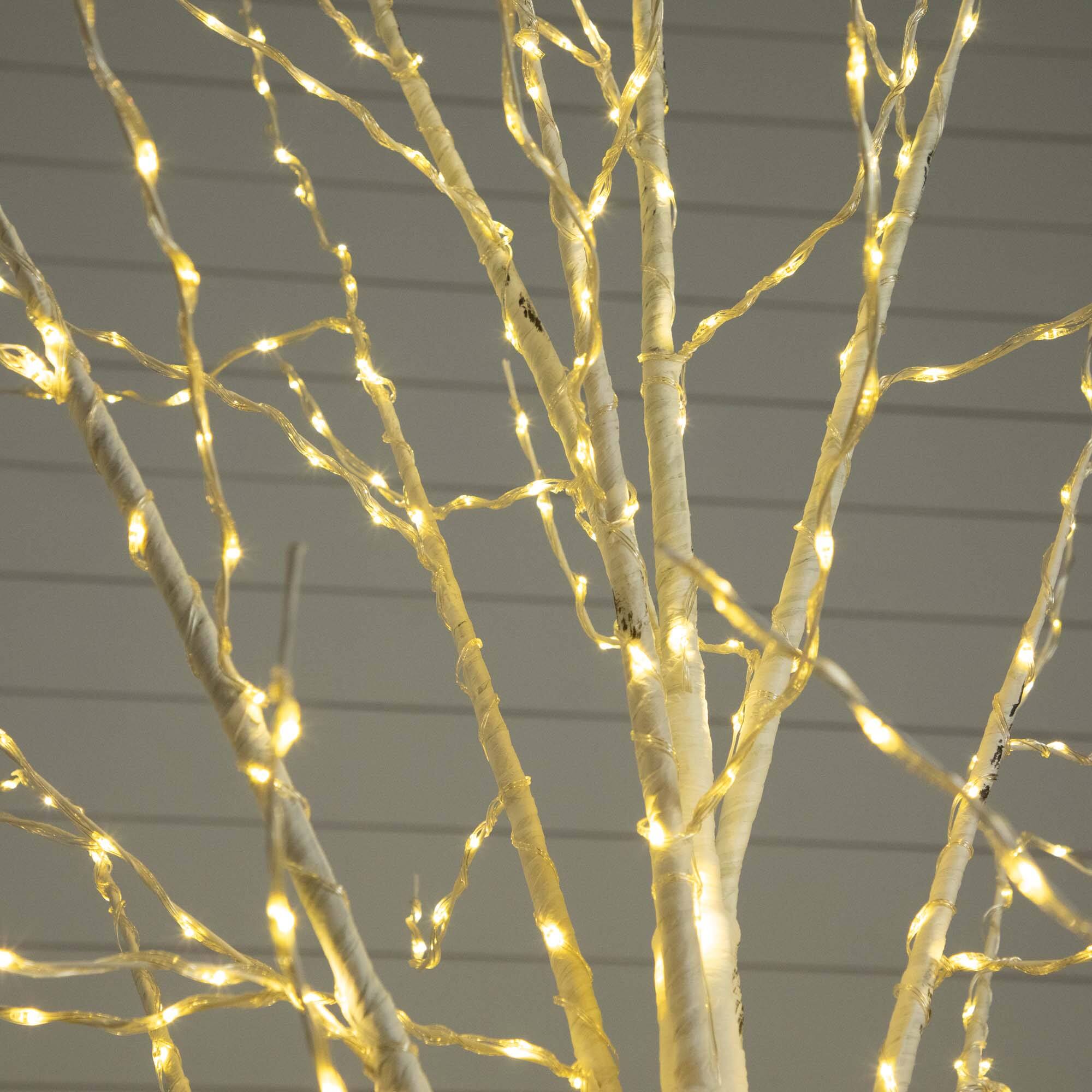 8ft. Pre-Lit White Birch Artificial Christmas Tree, Warm White LED Lights